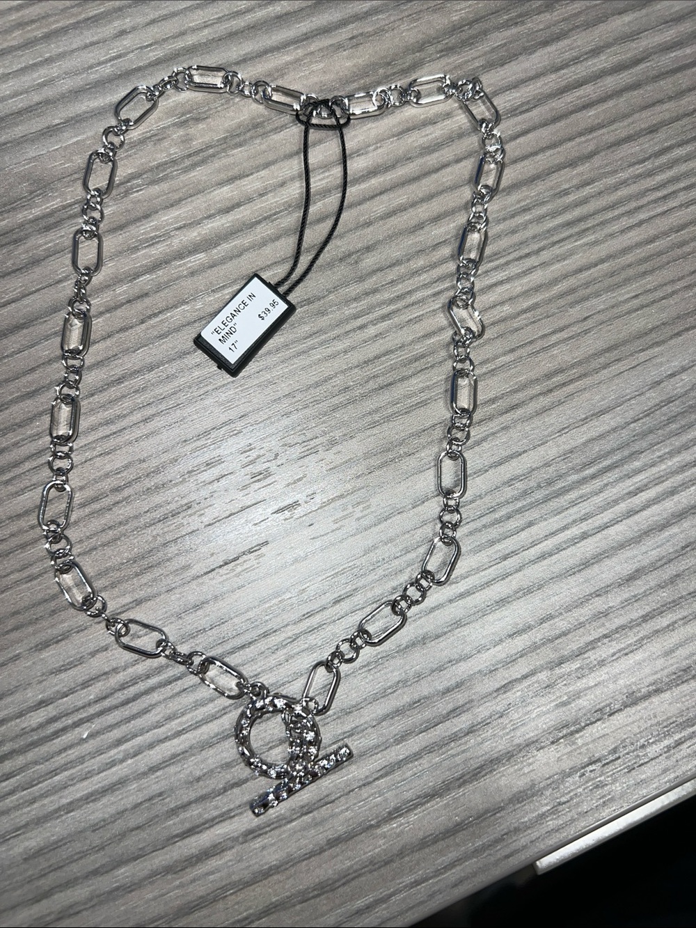 Elegance in Mind Silver Toggle Link Necklace